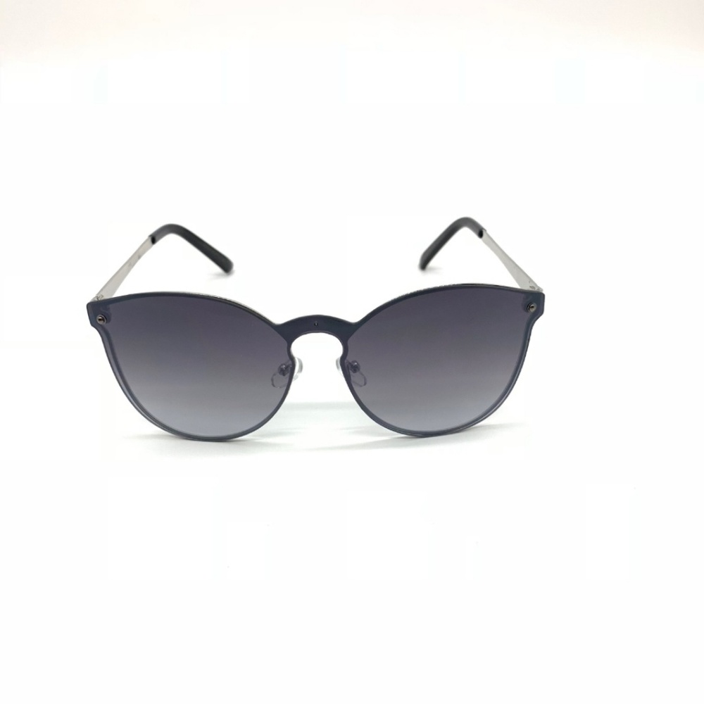 Boutique Style Cateye Silver and Black Sunglasses